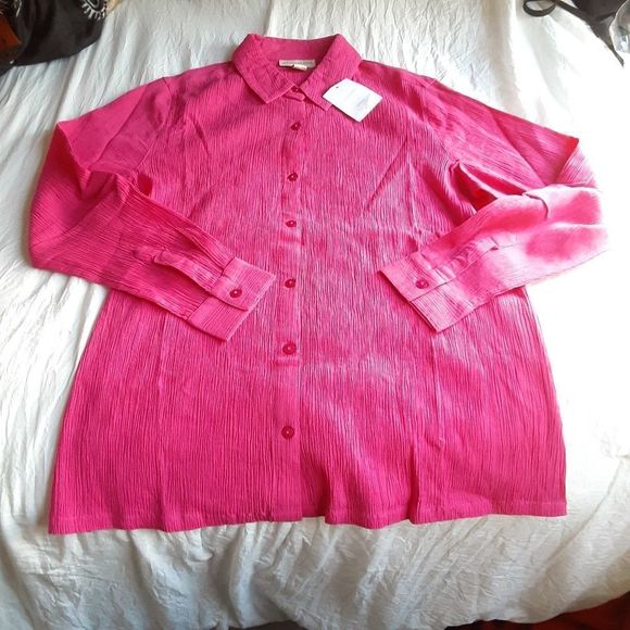 NWT Appleseeds's pink button down professional blouse - Picture 1 of 5